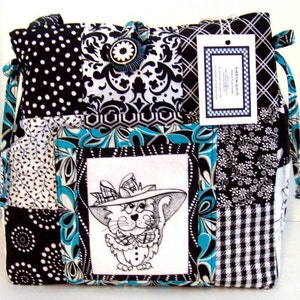 SOPHISTIKITTY CATS Handmade Travel Tote bag, 100% cotton Fabric(C)