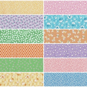 1930&#39;s VINTAGE REPRO Prints Jelly Roll Strips ~ 2.5&quot; x WOF ~ 12 Strips per Set ~ 100% Cotton Fabric ~ Quilt Fabric Strips (#66B)