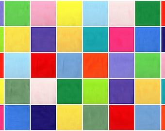 Colorful Solids Fabric Charm 4" Squares: 100%Cotton Quilt Blocks - 40 Piece Set #413B