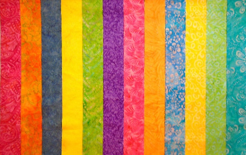 BATIK Prints Jelly Roll Strips 2.5 x WOF 12 Strips per Set 100% Cotton Fabric Prewashed Quilt Fabric Strips 43B image 5