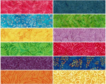 BATIK Prints Jelly Roll Strips ~ 2.5" x WOF ~ 12 Strips per Set ~ 100% Cotton Fabric ~ Prewashed ~ Quilt Fabric Strips (#43B)