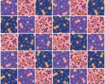 Happy Flowers Fabric Charm Squares~100% Cotton: 5" Cotton Quilt Blocks (30pc) #422D