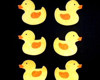 Rubber Duck Shaped Die Cut Pre-Fused Quilt Fabric Appliques ~ Bright Blenders ~ 6 Iron On Appliques Per set (DC/Ducks)