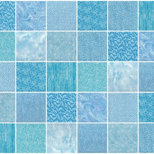 SKY BLUE PRINTS 5&quot; Quilt Fabric Charm Squares ~ 30 Squares per Set ~ 100% Cotton Fabric ~ Quilt Block Fabric (#31A))