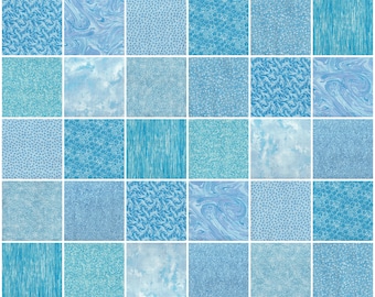 SKY BLUE PRINTS 5" Quilt Fabric Charm Squares ~ 30 Squares per Set ~ 100% Cotton Prewashed Fabric ~ Quilt Block Fabric (#31A))