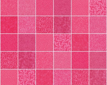 Bright Pink Prints 5 inch Squares ~ 100% Cotton Prewashed ~ Quilt Block Fabric  (stk#17A)