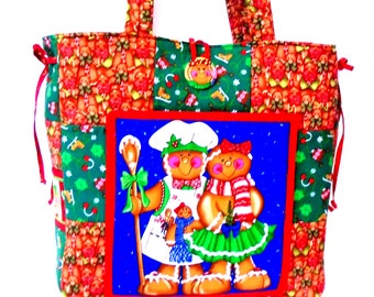 CHRISTMAS GINGERBREAD MAN ~ Shoulder Purse ~ Totebag ~ Diaper Bag ~ Handmade ~ 100% Cotton Prewashed Fabric #A