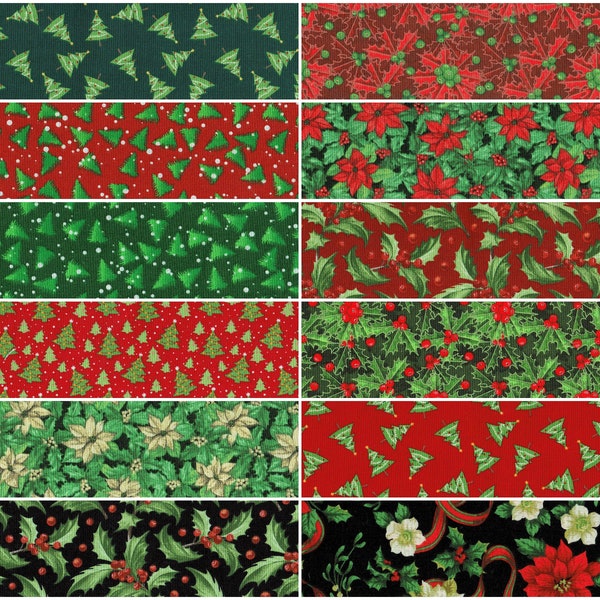 CHRISTMAS Prints Jelly Roll Strips ~ 2.5" x WOF ~ 12 Strips per Set ~ 100% Cotton Fabric ~ Prewashed ~ Quilt Fabric Strips (stk#126C)