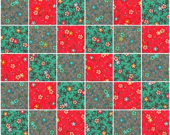 Scattered Happy Flowers Print 5" Quilt Fabric Charm Squares ~ 30 Squares per Set ~ 100% Cotton Prewashed Fabric ~ Quilt Block Fabric (#423F)