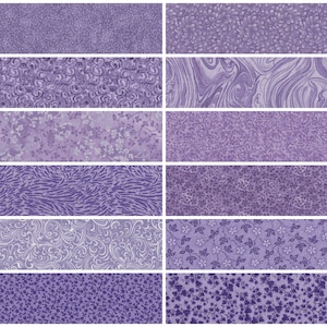 Lavender &  Lilac Jelly Roll Fabric Strips ~ 2.5&quot; x WOF ~ 12 Strips per Set ~ 100% Cotton Fabric ~ Quilt Fabric  (#72A)