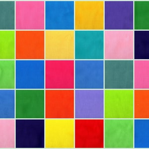 BRIGHT SOLIDS Prints 4&quot; Quilt Fabric Charm Squares ~ 40 Squares per Set ~ 100% Cotton Fabric ~ Quilt Block Fabric (#411A)