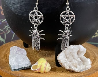 Wake Up and Scream Cicada Pentacle earrings