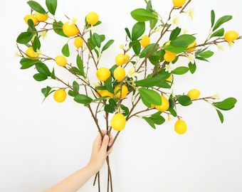 Tallo de limón artificial / Rama de limón artificial / Bricolaje / Decoración de cocina y hogar / Regalos