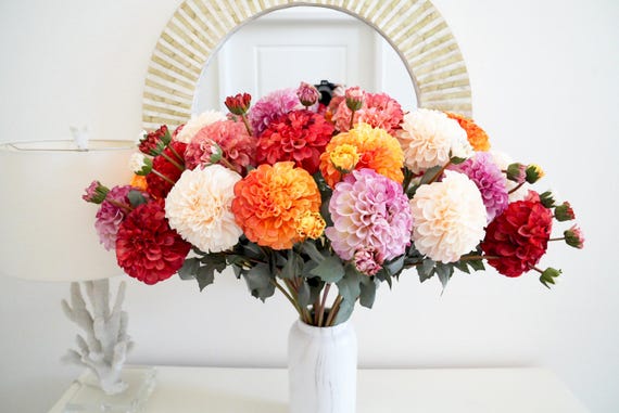 30" Artificial Dahlia Stem | DIY Faux Flowers