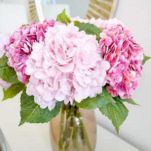 Hortensia artificial de tacto real / Hortensia artificial / DIY / Idea de flores para regalar / Decoración del hogar / Hortensia rosa