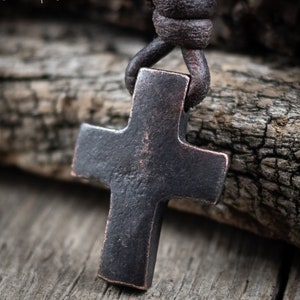 Sterling Silver Weathered Wood Cross Necklace, Mens Cross Necklace