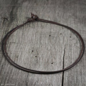 Mens Leather Necklace, Plain Leather Necklace, Antique Brown Leather Cord, Double Strand, Simple, Masculine, Minimalist Choker, Gift for Him