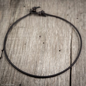 Mens Leather Necklace, Plain Leather Necklace, Dark Brown Leather Cord, Simple, Layering, Surf, Masculine, Minimalist, Choker, Gift for Him