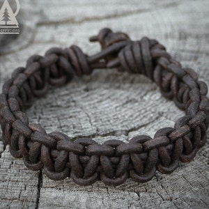Mens Leather Bracelet, Leather Paracord Bracelet, Mens Leather Cuff, Surfer Bracelet, Dark Brown, Surf, Rustic, Rugged, Masculine