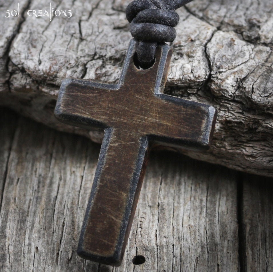 Mens Cross Necklace Leather Necklace 