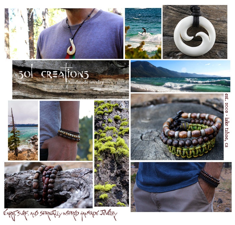 Mens Leather Necklace Mens Ring Necklace Surfer Necklace Etsy