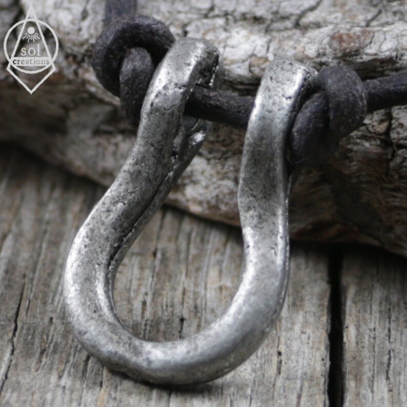 Mens Leather Necklace Horseshoe Necklace Lucky Horseshoe Etsy