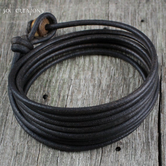 MENS LEATHER BRACELET BRAIDED SURF SURFER REAL WRISTBAND BLACK BROWN WRAP  STYLES