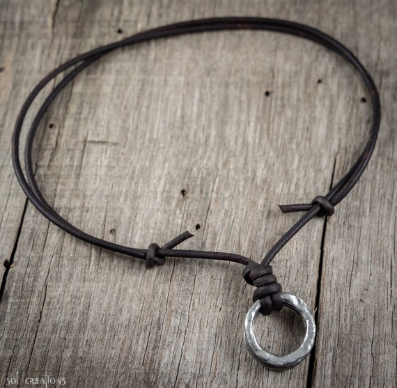 Mens leather 2024 necklace cord