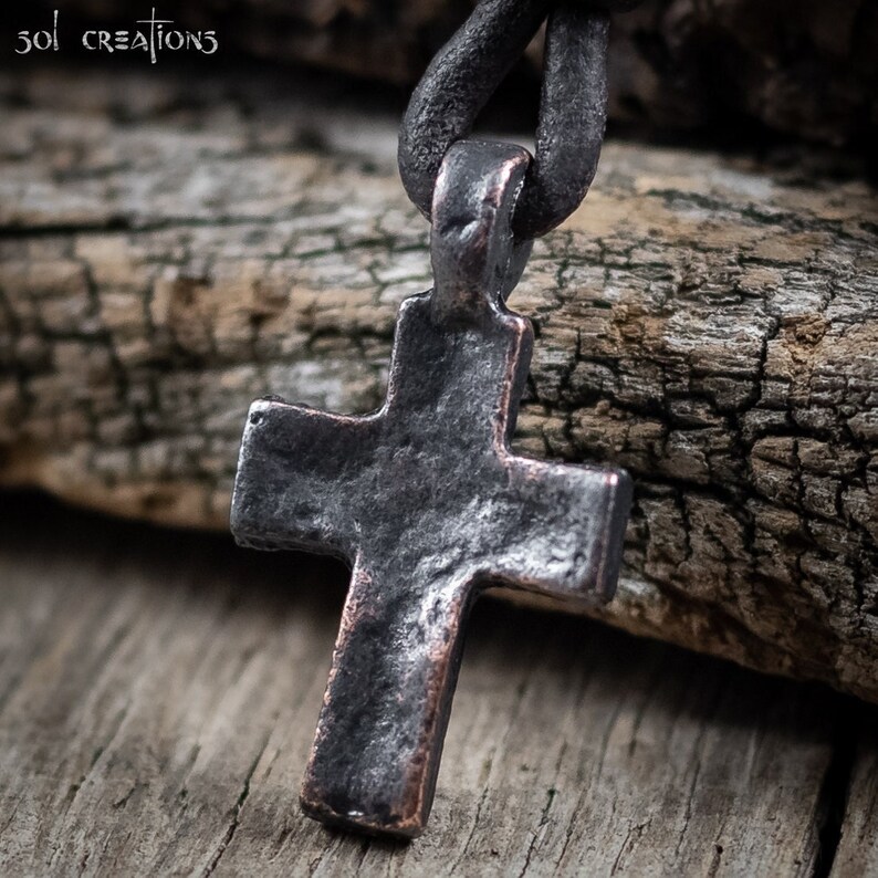 Mens Cross Necklace Mens Leather Necklace Cross Pendant Etsy