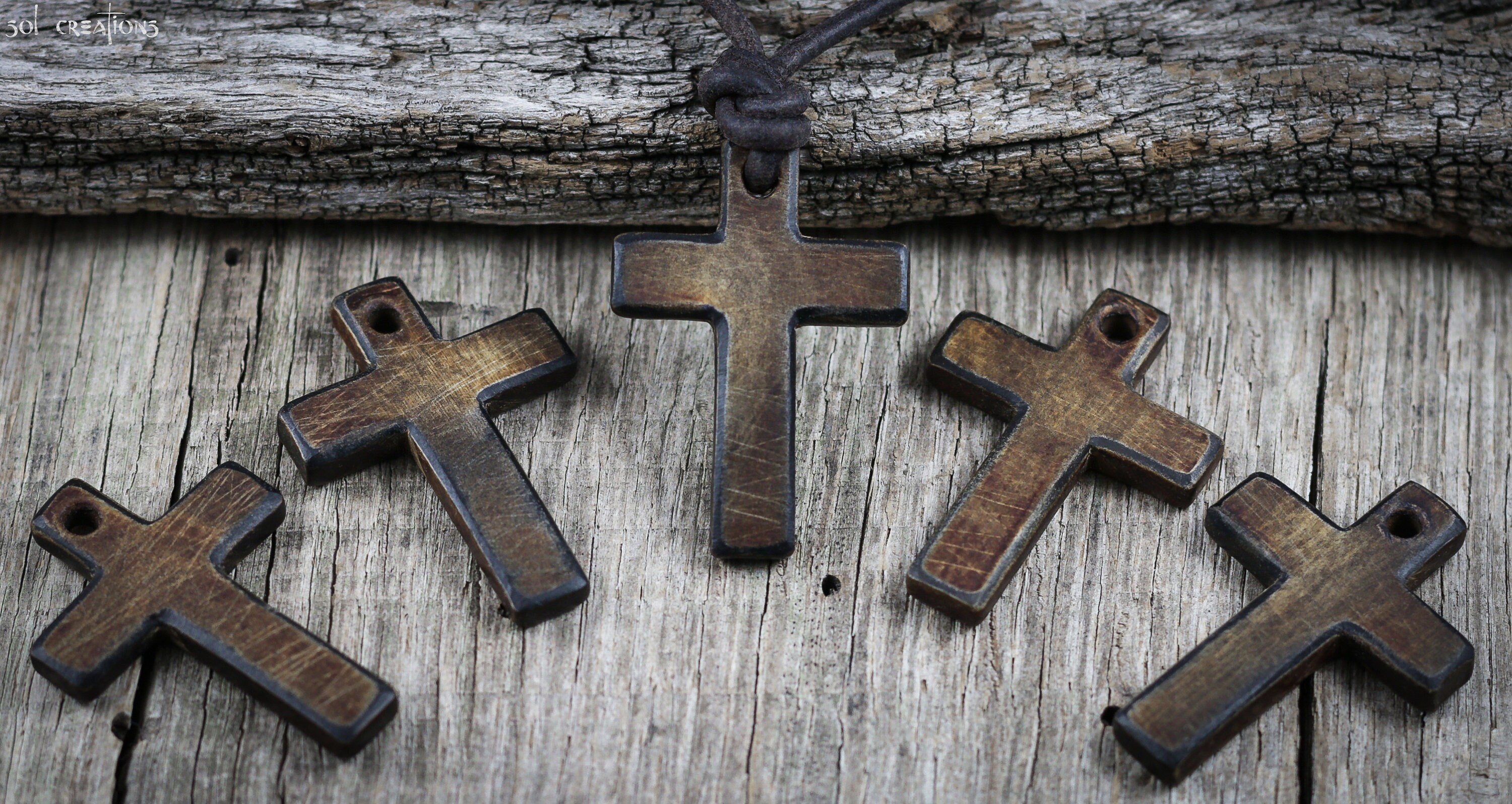 The Holy Cross Wooden Pendant - Genuine Leather Cord - MedieWorld