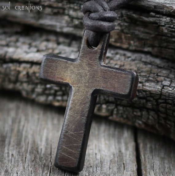 Mens Cross Necklace, Mens Silver Cross, Mens Hammered Cross, Mens Leather  Cord, Mens Rustic Cross, Mens Distressed Cross, Mens Cross Jewelry - Etsy | Mens  cross necklace, Catholic cross necklace, Round leather