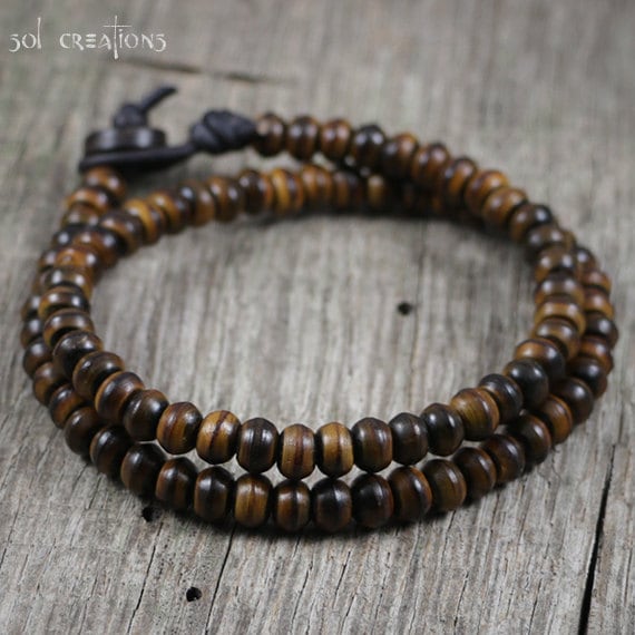 Men's Reddish Brown Wooden Bead Bracelet – Seahorsegal Designs