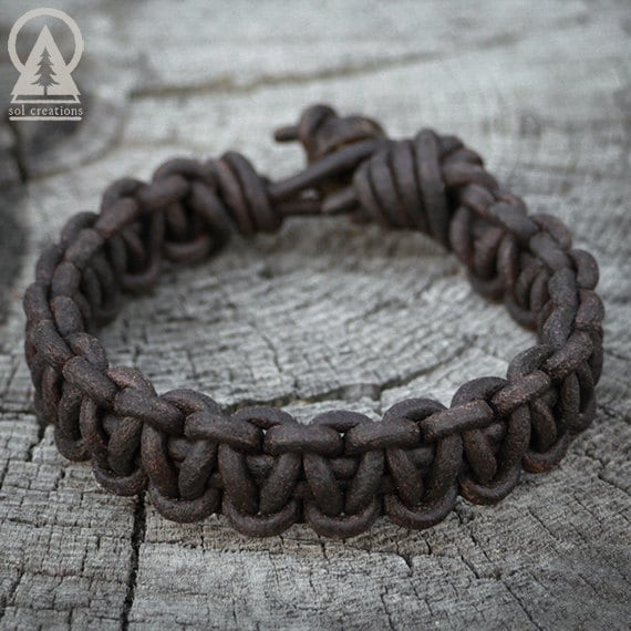 Mens Leather Bracelet, Leather Paracord Bracelet, Mens Leather Cuff, Surfer  Bracelet, Dark Brown, Surf, Rustic, Rugged, Masculine 