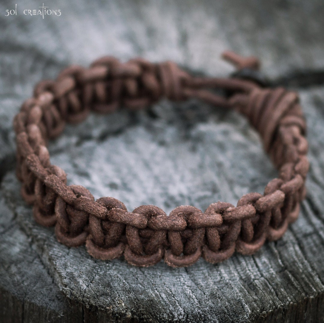 Mens Leather Bracelet, Leather Paracord Bracelet, Mens Leather Cuff