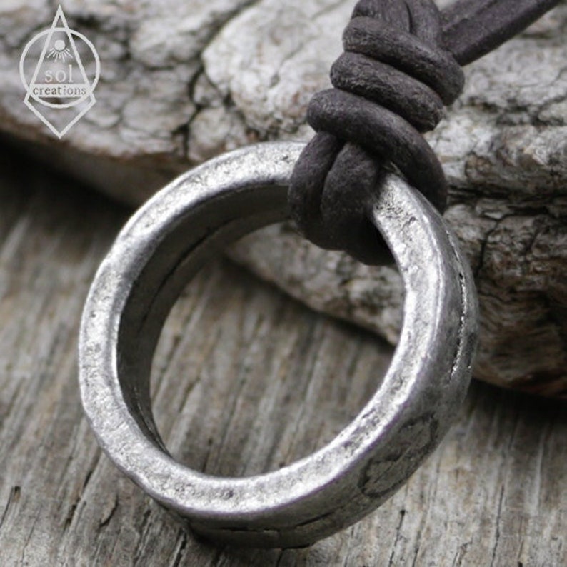 Mens Leather Necklace Mens Ring Necklace Surfer Necklace Etsy
