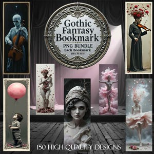 Fantasy Gothic Bookmark PNG Bundle: Dark Fantasy Art. 150 Files (Commercial Use) (Instant Download)