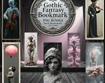 Fantasy surreal Bookmark PNG Bundle: Dark Fantasy Art. 150 Files (Commercial Use) (Instant Download)