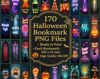 Halloween Lesezeichen PNG Bündel: Gothic, Neon, skurrile Designs. 170 Dateien (kommerzielle Nutzung, Sofortdownload)