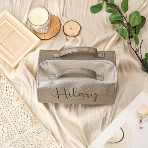 Personalized Hanging Toiletry Bag with 4 Removable Clear Pouches | Custom Name Travel Makeup Organizer | Bridesmaid Gift for Women