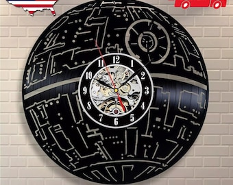 Death Star Vinyl Record Clock, Star Wars Christmas Gift, Mens Apartment Decor, Living Room Wall Art, Movie Decoration, Holiday Gifts For Him