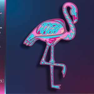 Flamingo Laser Schnitt, mehrschichtig SVG, Tropischer Vogel Kunst, Laser Ausschnitte, Vektordateien, Glowforge Designs, 3D Papierschnitt, sofort verfügbar Download