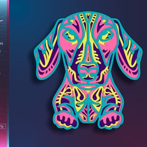 Dachshund SVG, Multilayer Animal, Dog Wood Cutout, Laser Ready DXF Files, Pet Digital Download, CNC Machine Templates, Sausage Dog