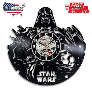 Regalo de Navidad de Darth Vader para él, reloj de vinilo de película, decoración del hogar de Star Wars, arte de pared de cueva de hombre, decoración de dormitorio, regalos para hombres