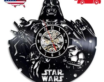 Darth Vader Christmas Gift For Him, Movie Vinyl Record Clock, Star Wars Home Decor, Mancave Wall Art, Dorm Room Decoration, Gifts For Mens