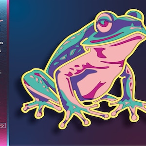 Grenouille SVG pour Cricut, fichiers 3D découpés au laser en couches, téléchargement numérique instantané, travaux manuels Cricut, modèle de découpe de papier, dessin vectoriel, animal DXF
