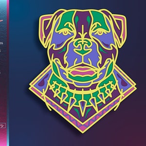 Pitbull Layered SVG, Dog Laser Cut Files, 3D Cricut Project, Paper Cutting Templates, Instant Download, Dog Mandala, Glowforge Wood Files