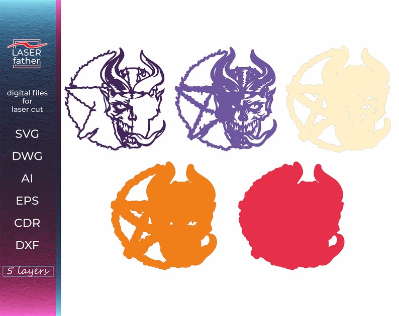 Devil SVG, Pentagram SVG, Laser Cutting Design, Digital Download ...