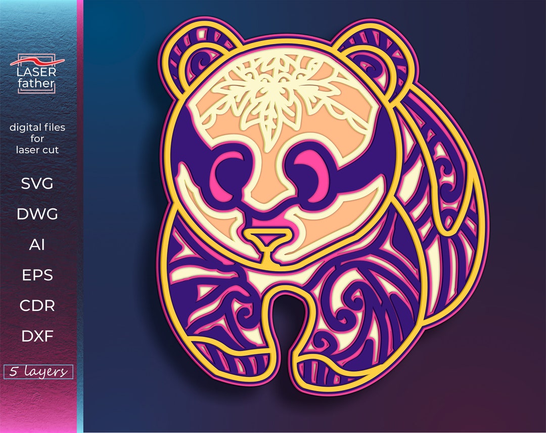 Panda SVG, Animal Wood Cutout, 3D Cricut Project, Laser Cutting Designs ...