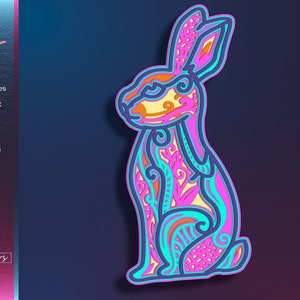 Kaninchen Silhouette, Bunny SVG, Hase Kunst, Tier Laser Cut Datei, 3D Schichtkunst, Cricut Projekte, Glowforge Vorlage, digitaler Download