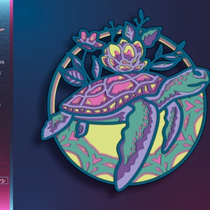 Archivo de corte láser de tortuga, SVG de criaturas marinas, mandala multicapa, diseño vectorial, plantilla de corte de papel, Cricut, Glowforge, descarga digital
